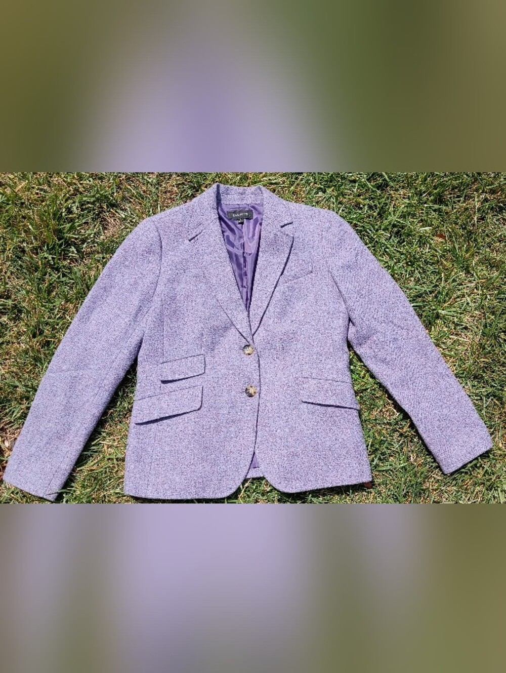 Lavender Wool Blend Blazer Cottagecore Academia Tailored Career Jacket Size 8